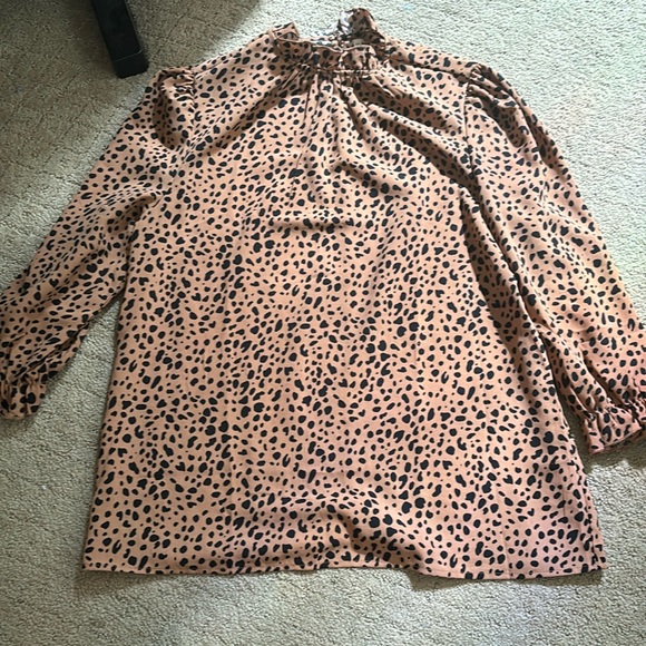 Amazon Tops - Animal Print Puff Sleeve Blouse